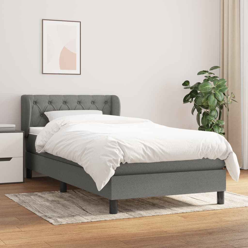 vidaXL Boxspring met matras stof donkerbruin 100x200 cm