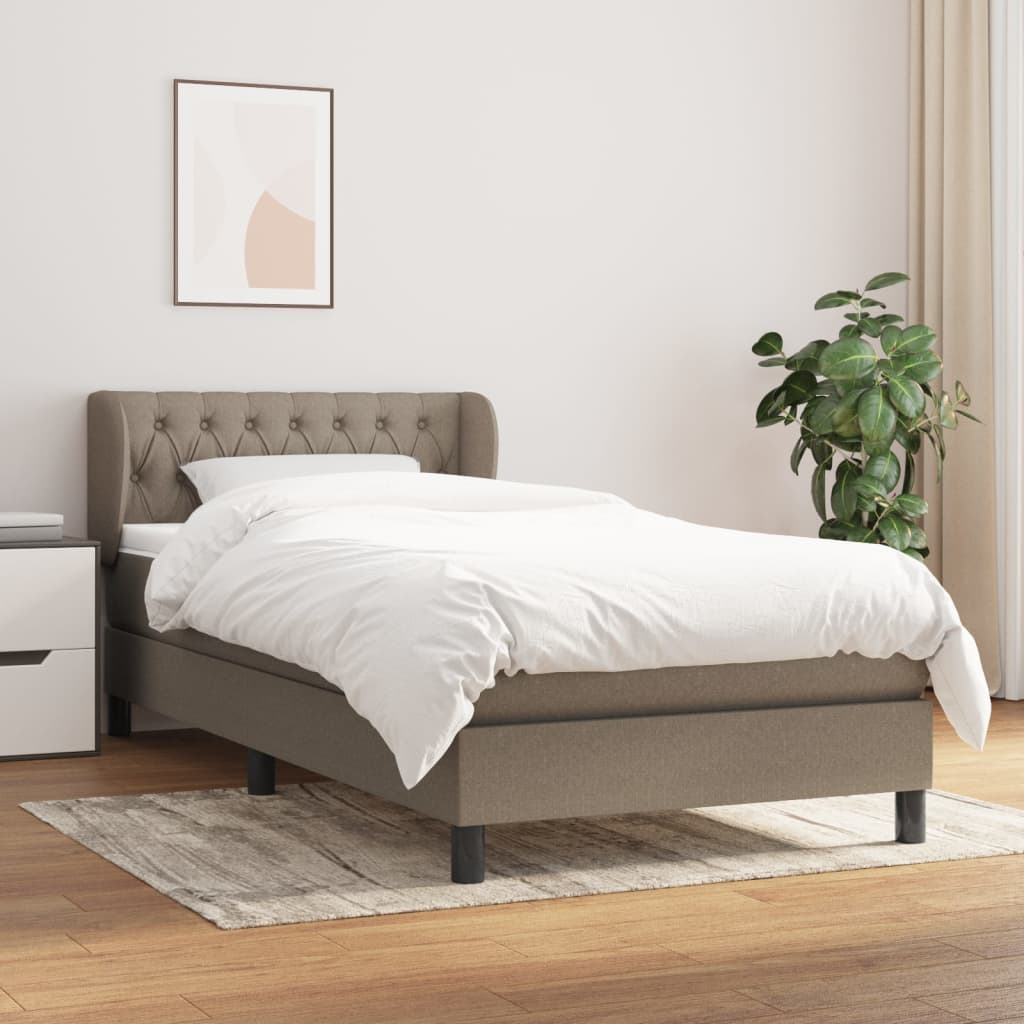 vidaXL Boxspring met matras stof donkerbruin 100x200 cm