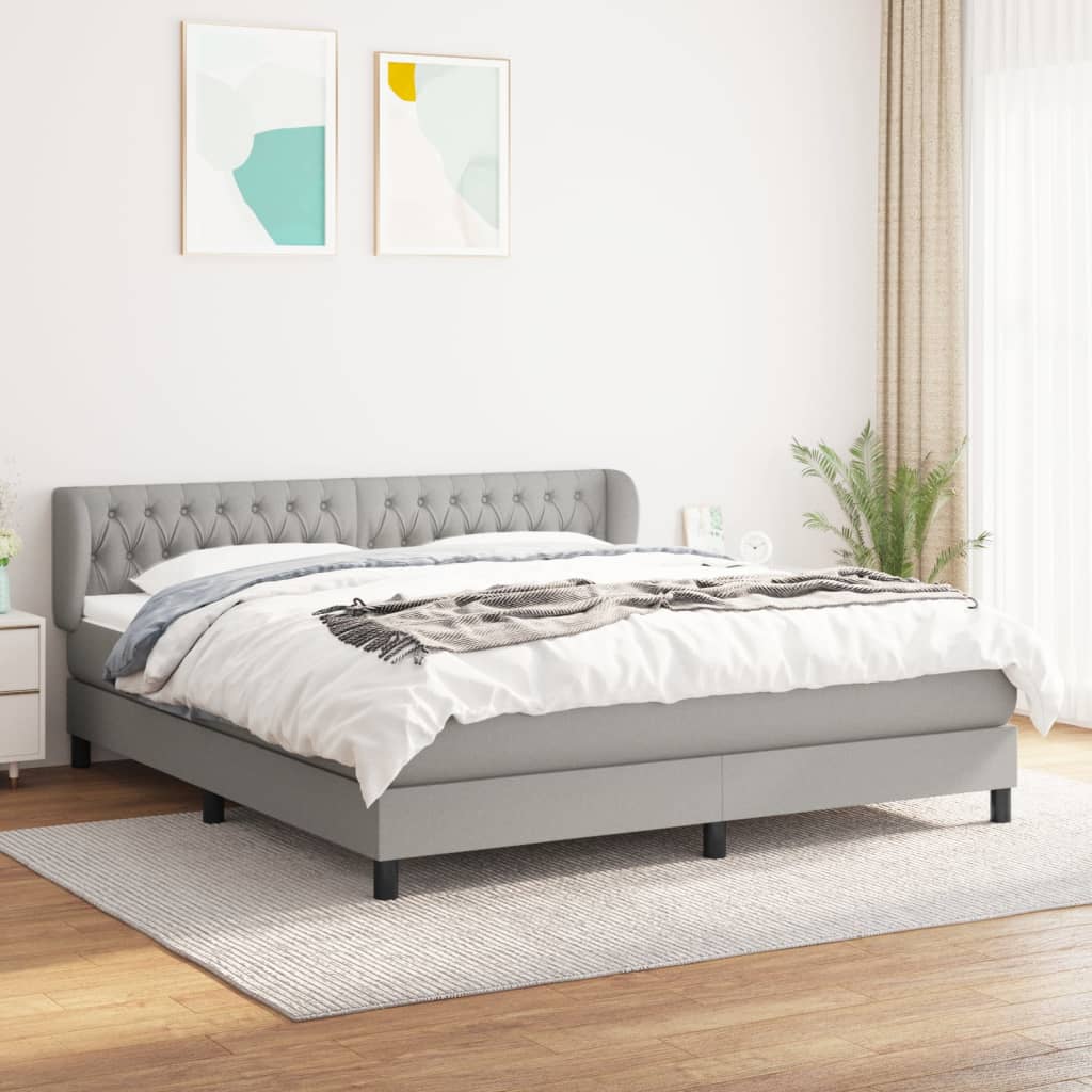 vidaXL Boxspring met matras stof donkerbruin 100x200 cm