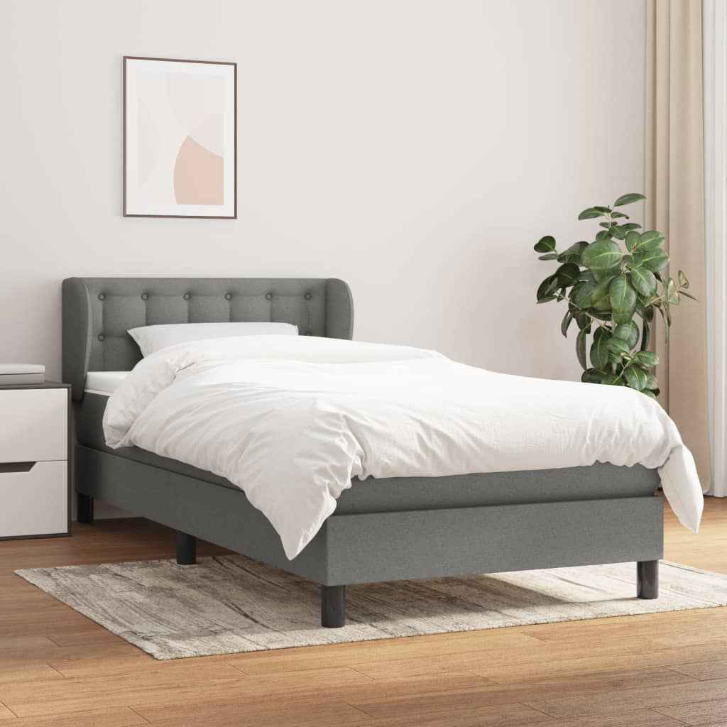 vidaXL Boxspring met matras stof donkerbruin 100x200 cm