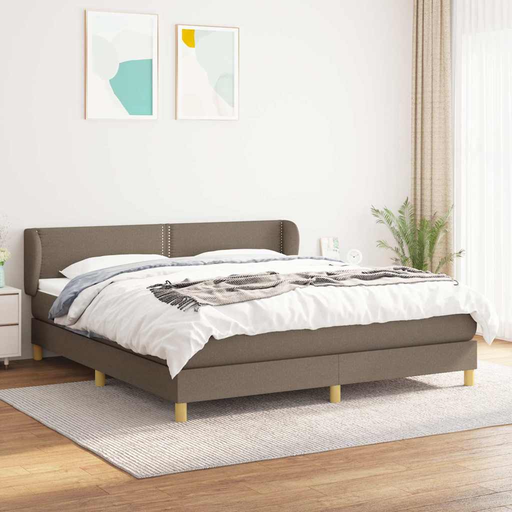 vidaXL Boxspring met matras stof donkerbruin 90x200 cm