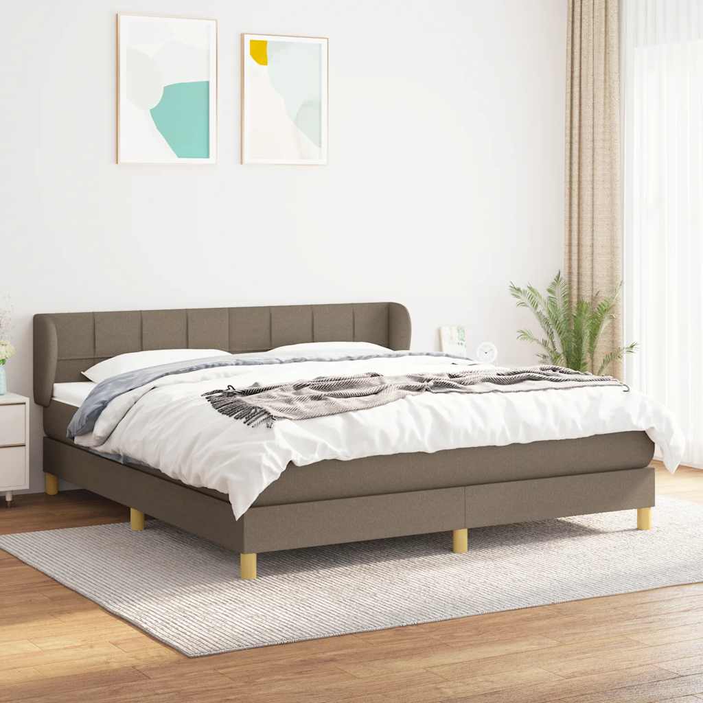 vidaXL Boxspring met matras stof donkerbruin 90x200 cm