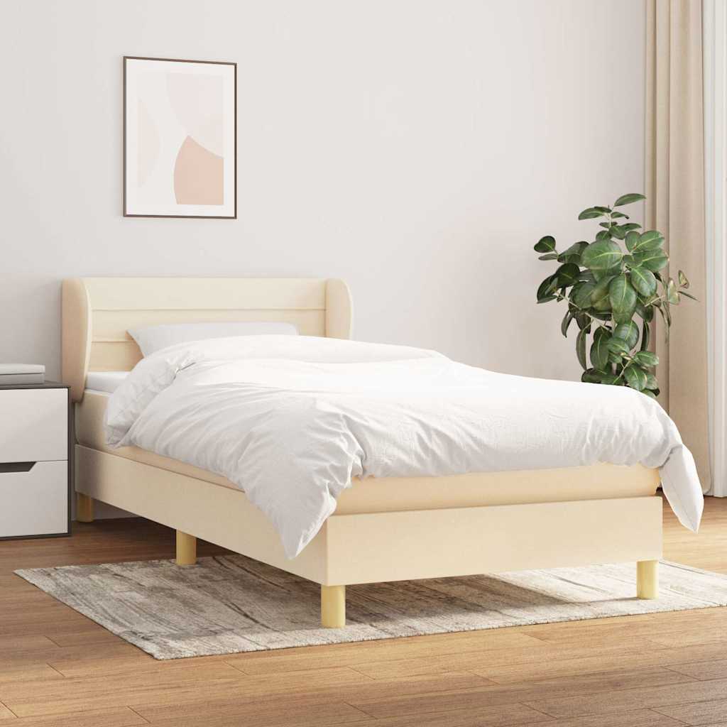 vidaXL Boxspring met matras stof donkerbruin 90x200 cm