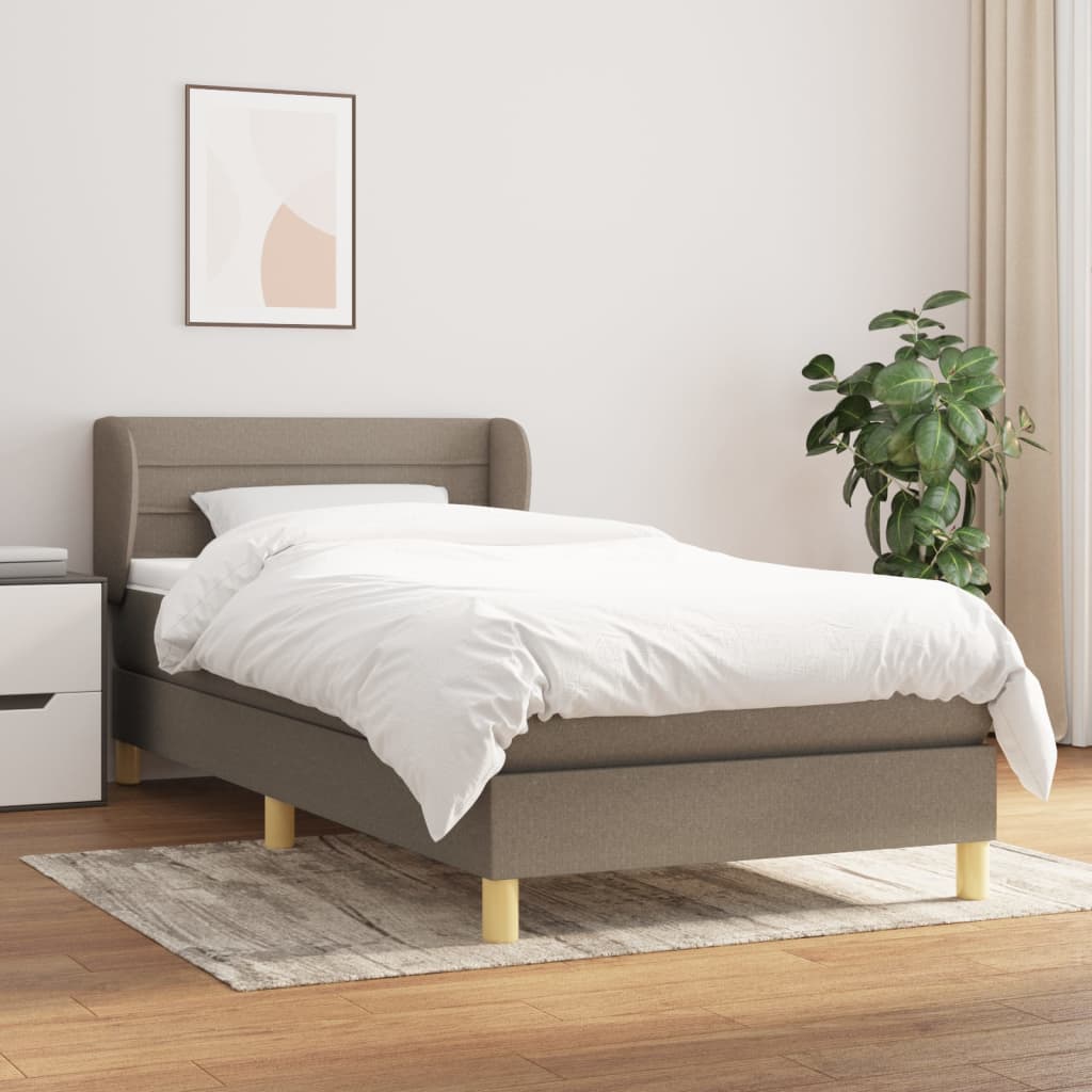 vidaXL Boxspring met matras stof donkerbruin 90x200 cm