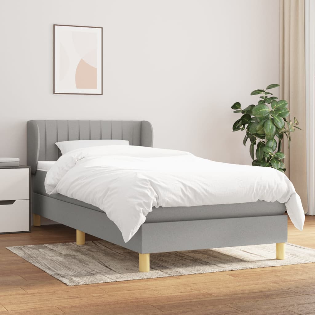vidaXL Boxspring met matras stof donkerbruin 90x200 cm