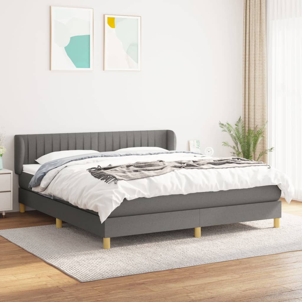 vidaXL Boxspring met matras stof donkerbruin 90x200 cm