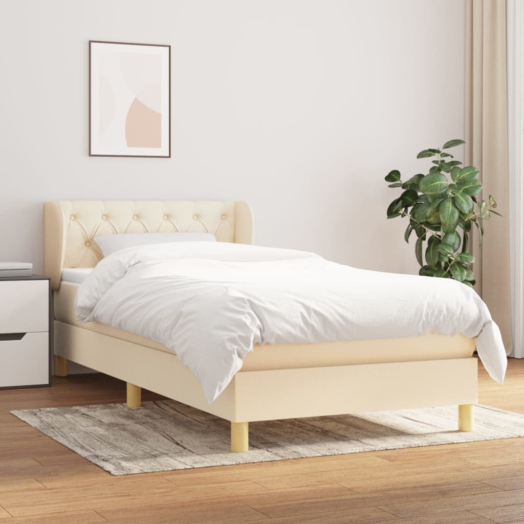 vidaXL Boxspring met matras stof donkerbruin 90x200 cm