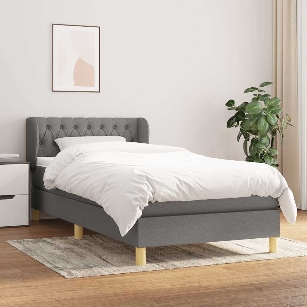 vidaXL Boxspring met matras stof donkerbruin 90x200 cm