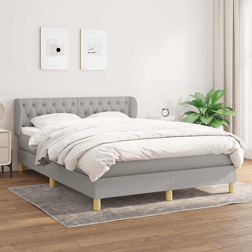 vidaXL Boxspring met matras stof donkerbruin 90x200 cm