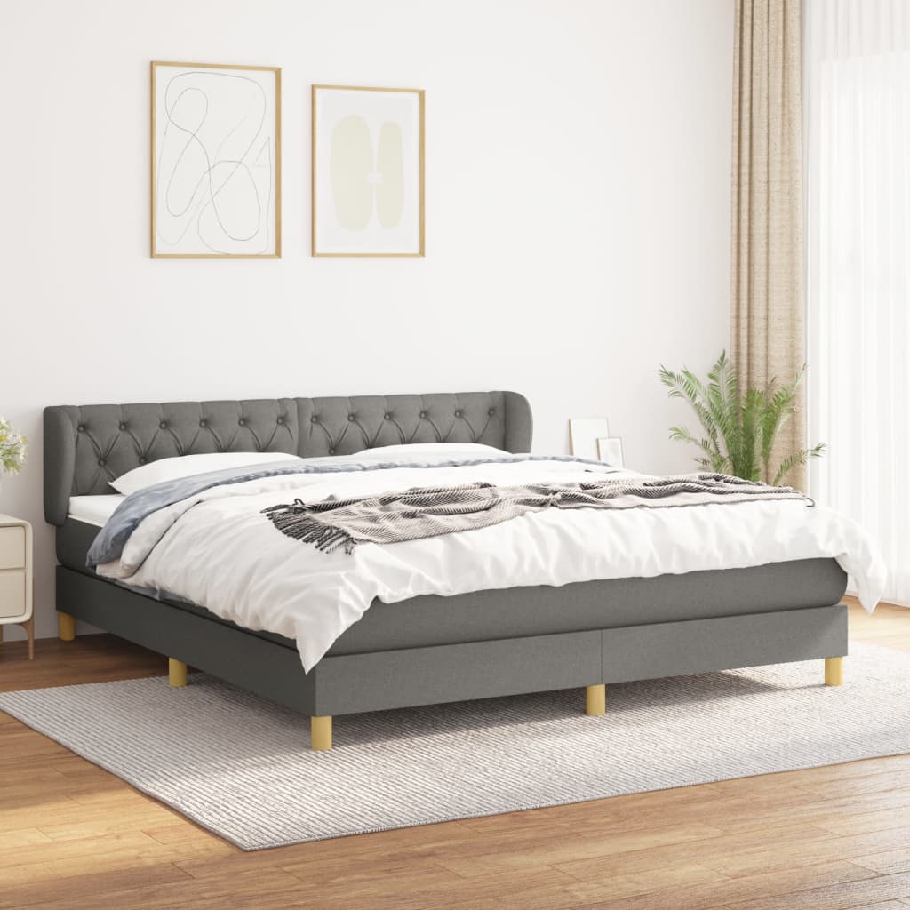 vidaXL Boxspring met matras stof donkerbruin 90x200 cm