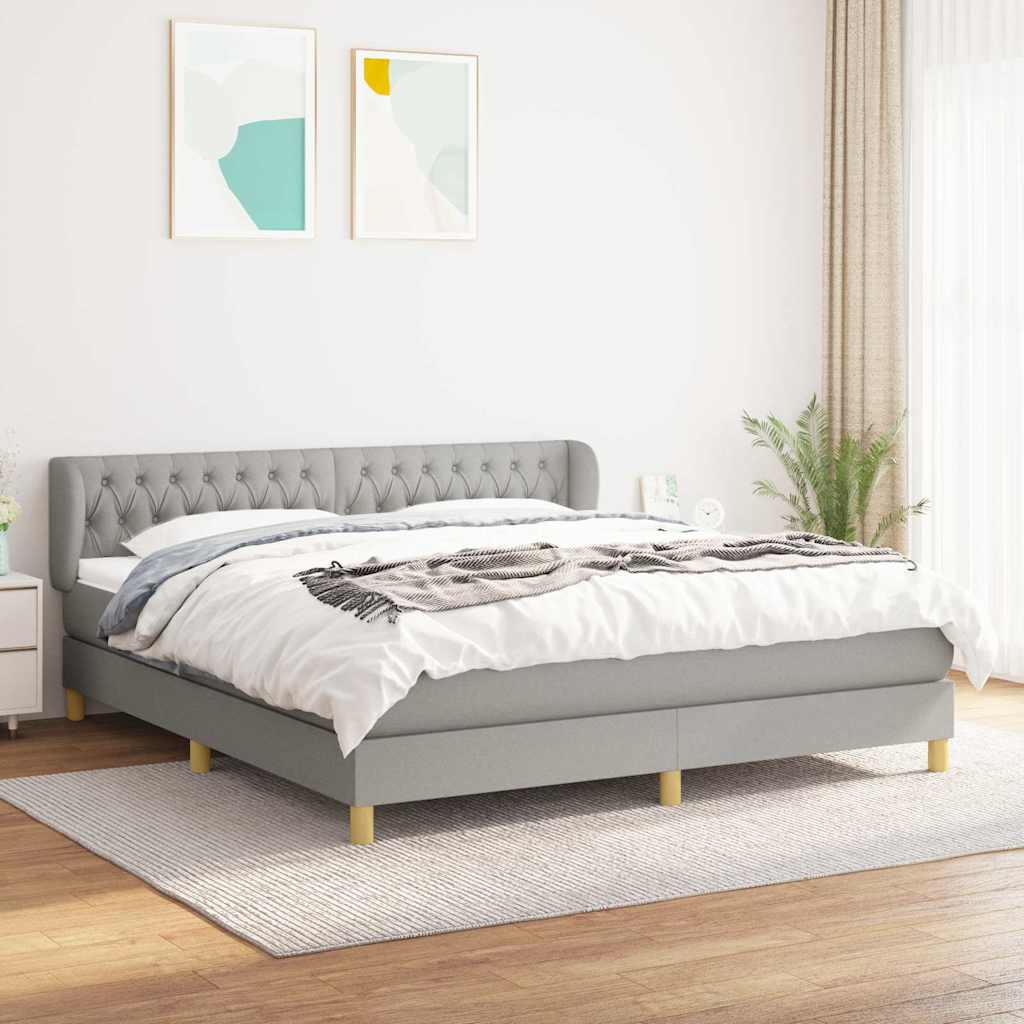 vidaXL Boxspring met matras stof donkerbruin 90x200 cm