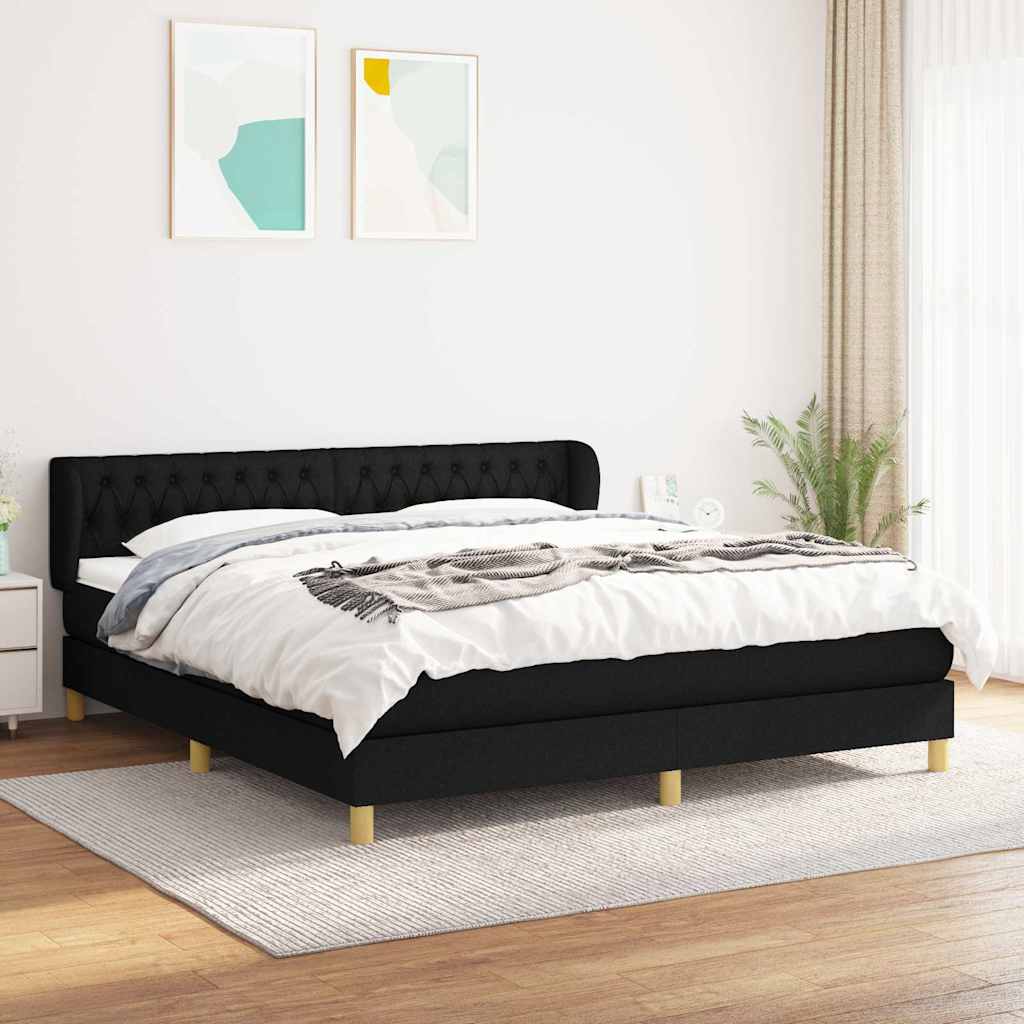 vidaXL Boxspring met matras stof donkerbruin 90x200 cm