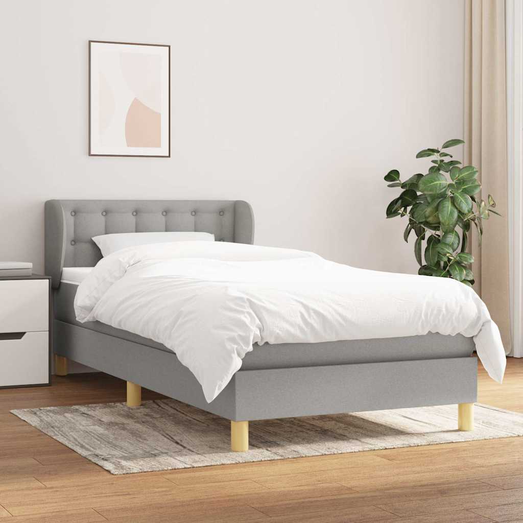vidaXL Boxspring met matras stof donkerbruin 90x200 cm