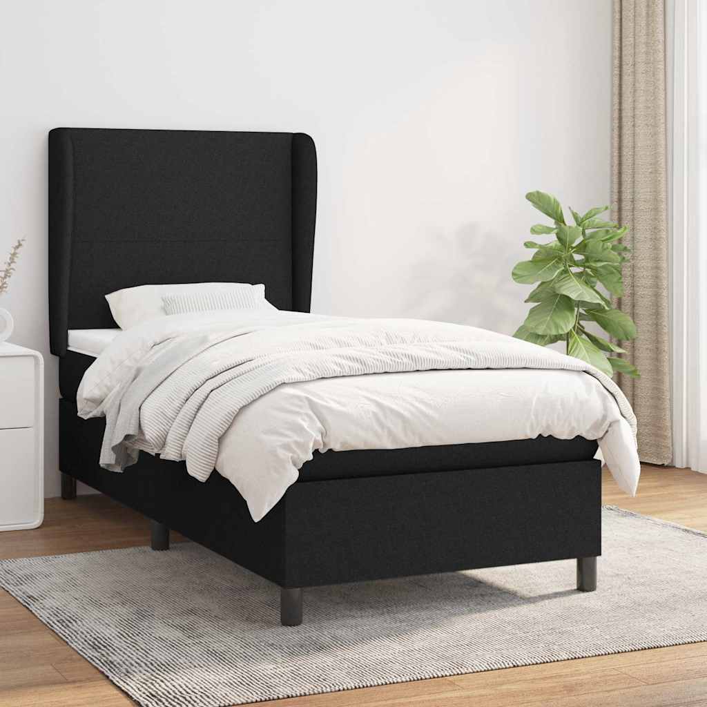 vidaXL Boxspring met matras stof donkergrijs 160x200 cm