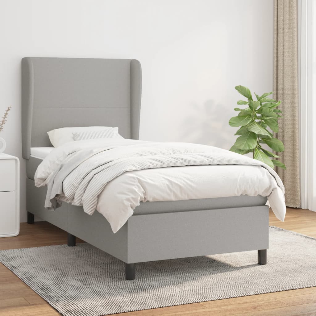 vidaXL Boxspring met matras stof donkergrijs 160x200 cm