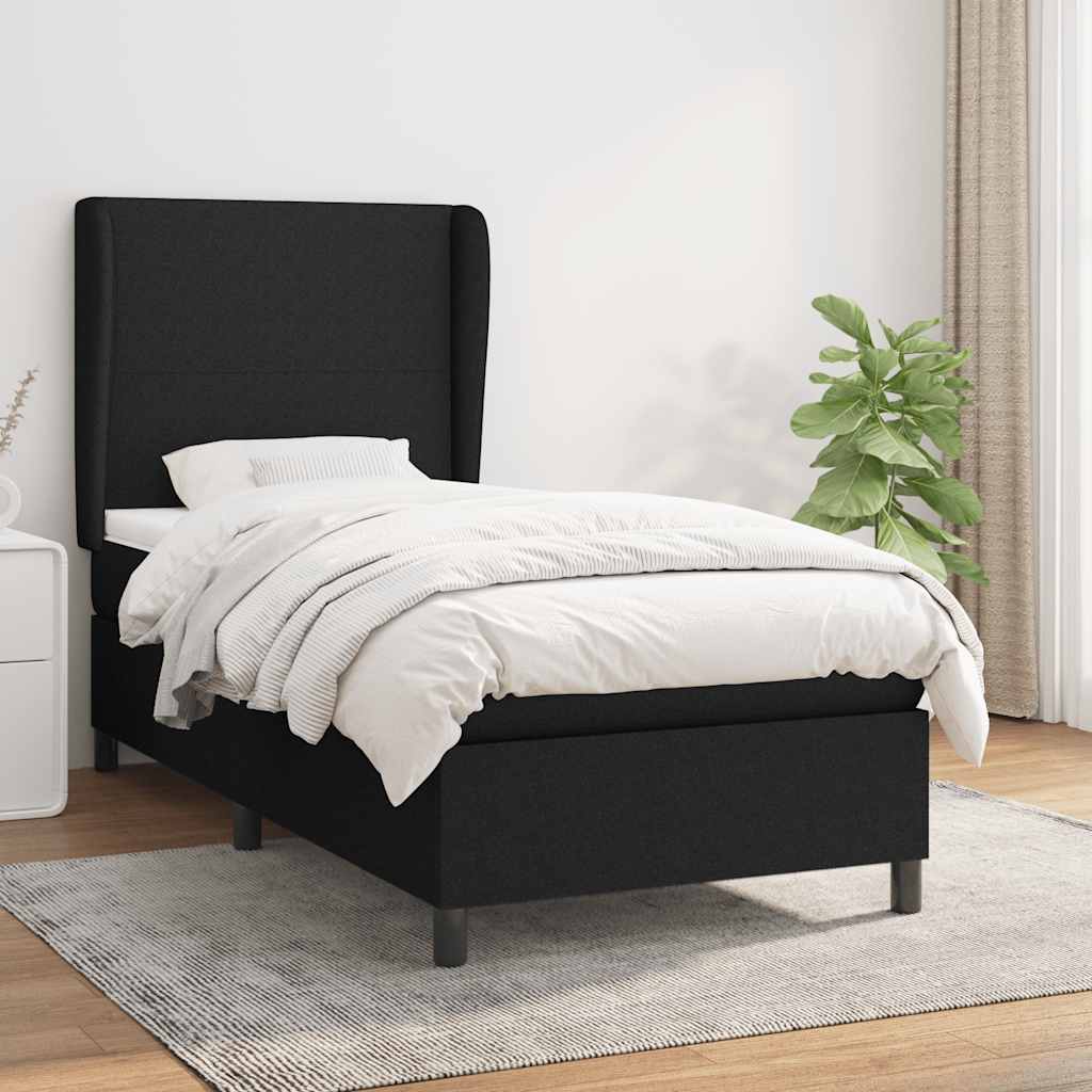 vidaXL Boxspring met matras stof donkergrijs 160x200 cm