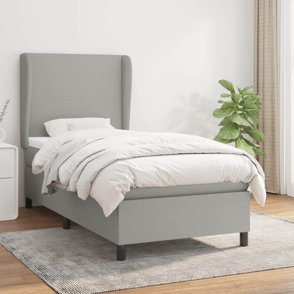 vidaXL Boxspring met matras stof donkergrijs 160x200 cm