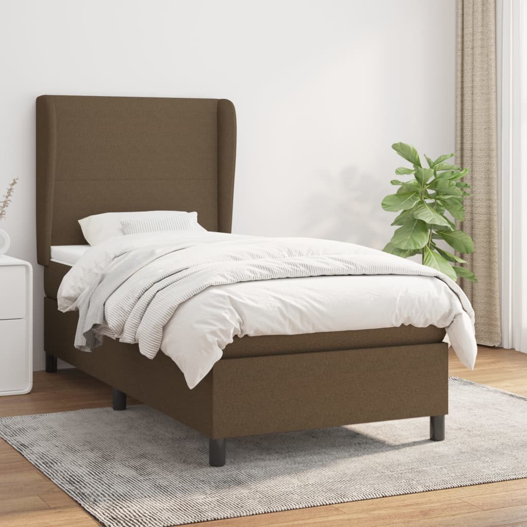 vidaXL Boxspring met matras stof donkergrijs 160x200 cm
