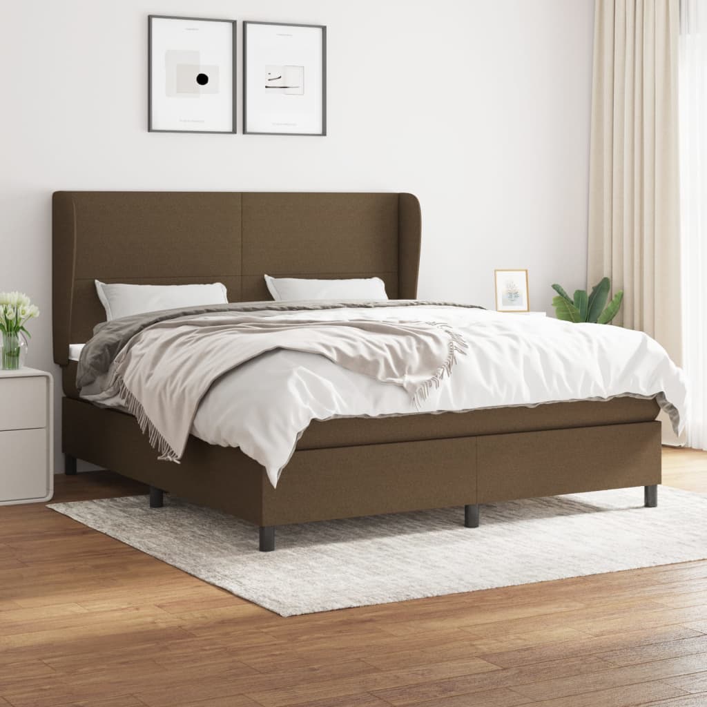 vidaXL Boxspring met matras stof donkergrijs 160x200 cm