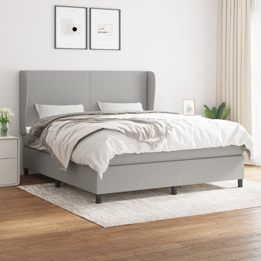 vidaXL Boxspring met matras stof donkergrijs 160x200 cm