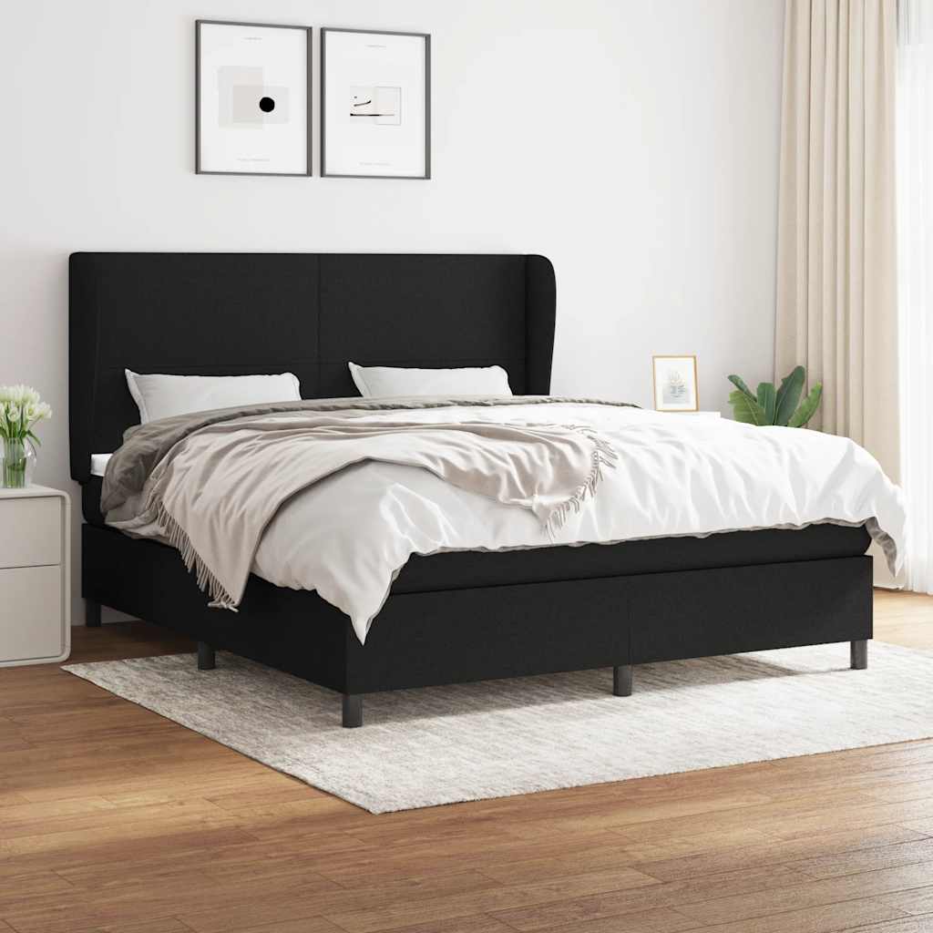 vidaXL Boxspring met matras stof donkergrijs 160x200 cm