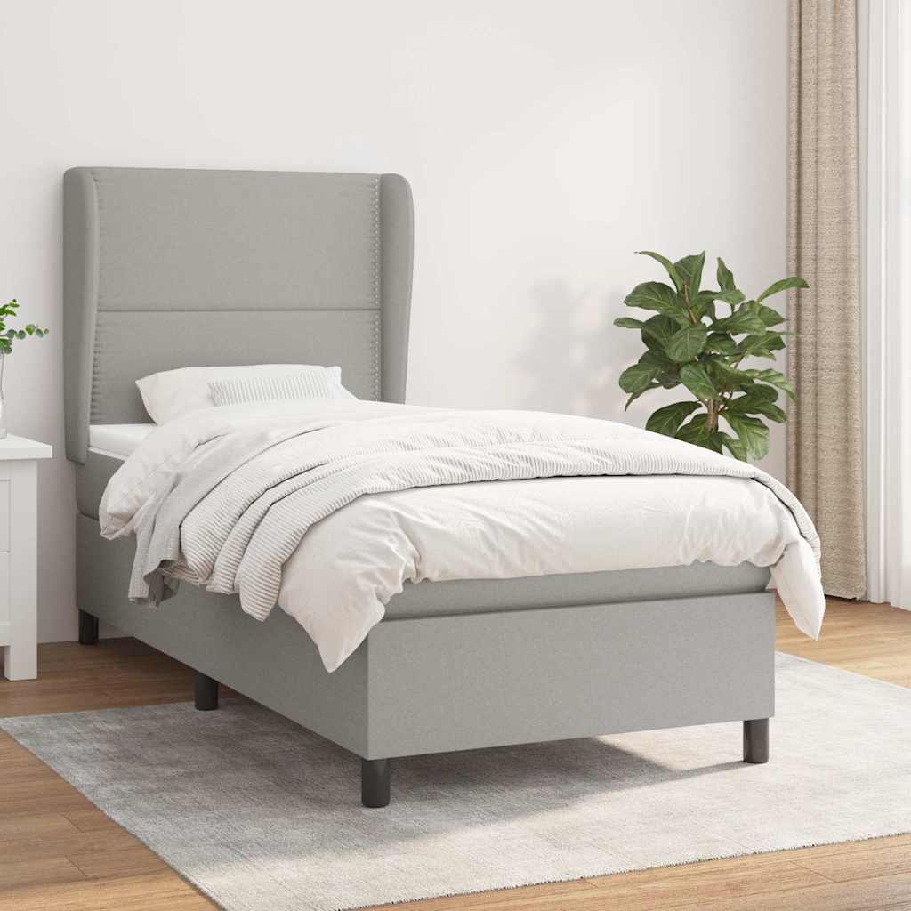 vidaXL Boxspring met matras stof donkergrijs 160x200 cm