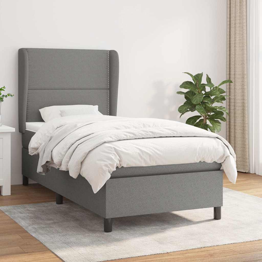 vidaXL Boxspring met matras stof donkergrijs 160x200 cm