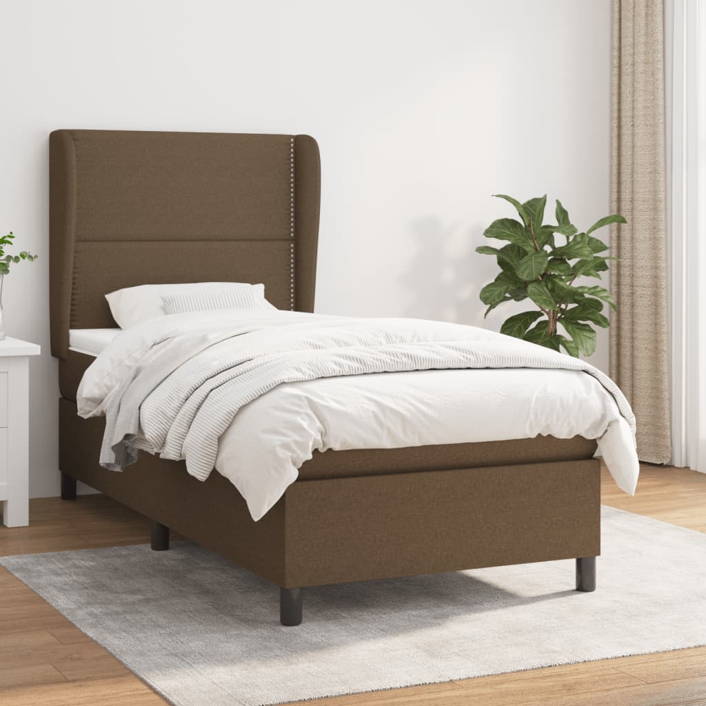 vidaXL Boxspring met matras stof donkergrijs 160x200 cm