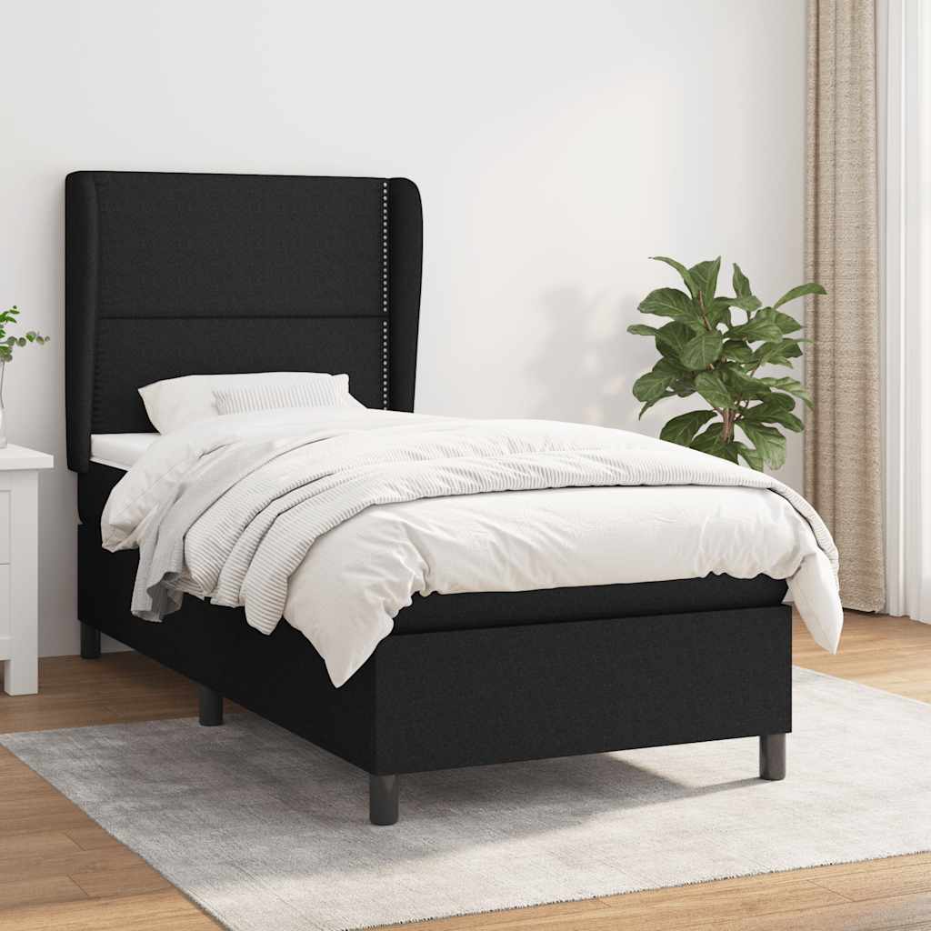 vidaXL Boxspring met matras stof donkergrijs 160x200 cm