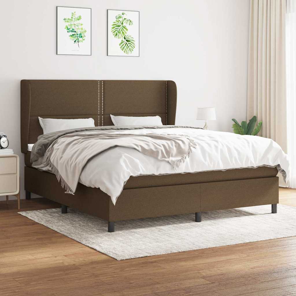 vidaXL Boxspring met matras stof donkergrijs 160x200 cm