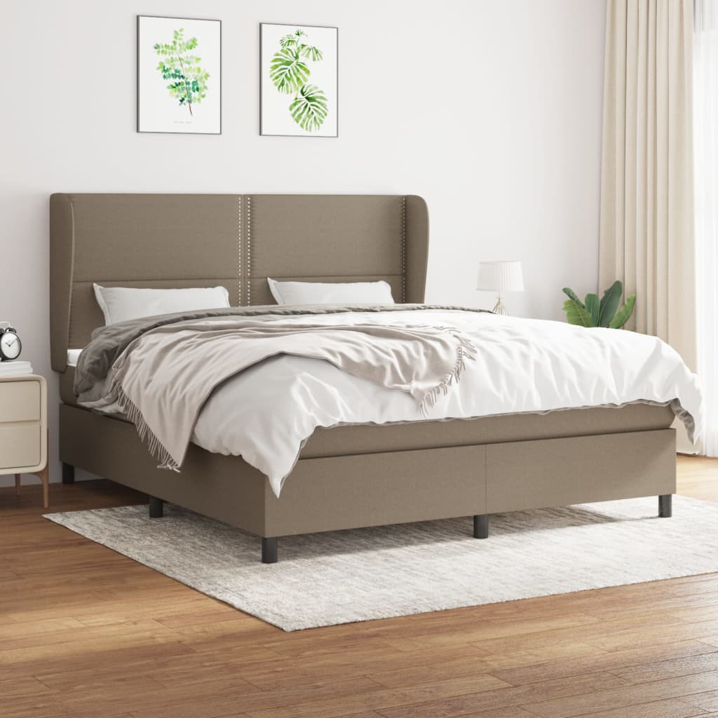 vidaXL Boxspring met matras stof donkergrijs 160x200 cm