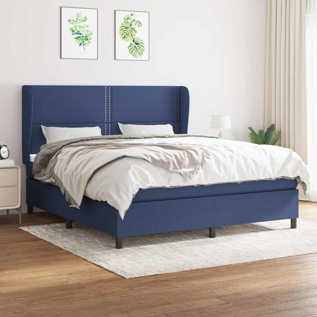 vidaXL Boxspring met matras stof donkergrijs 160x200 cm
