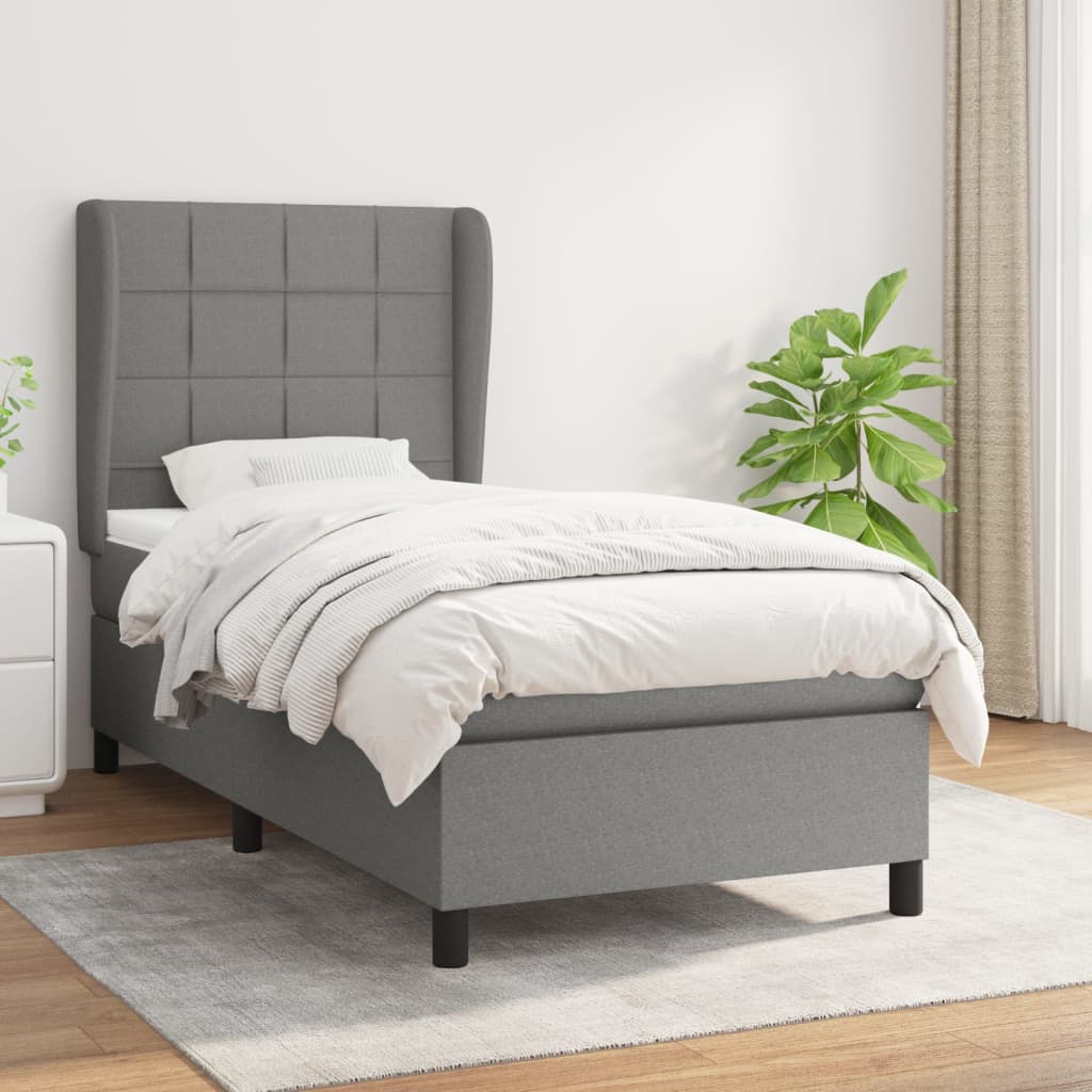 vidaXL Boxspring met matras stof donkergrijs 160x200 cm
