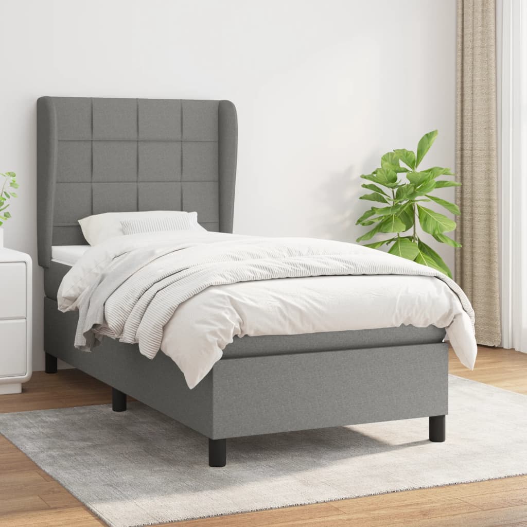 vidaXL Boxspring met matras stof donkergrijs 160x200 cm