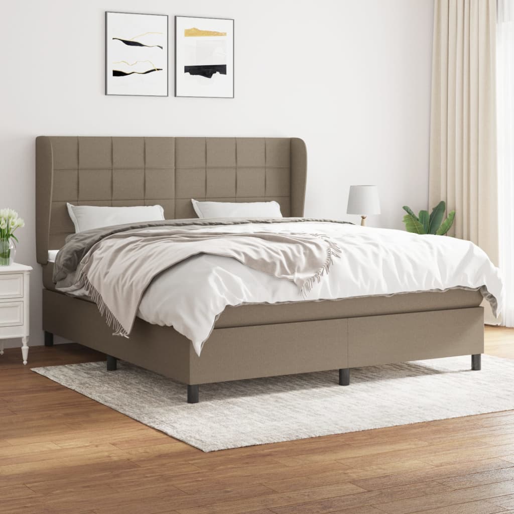 vidaXL Boxspring met matras stof donkergrijs 160x200 cm