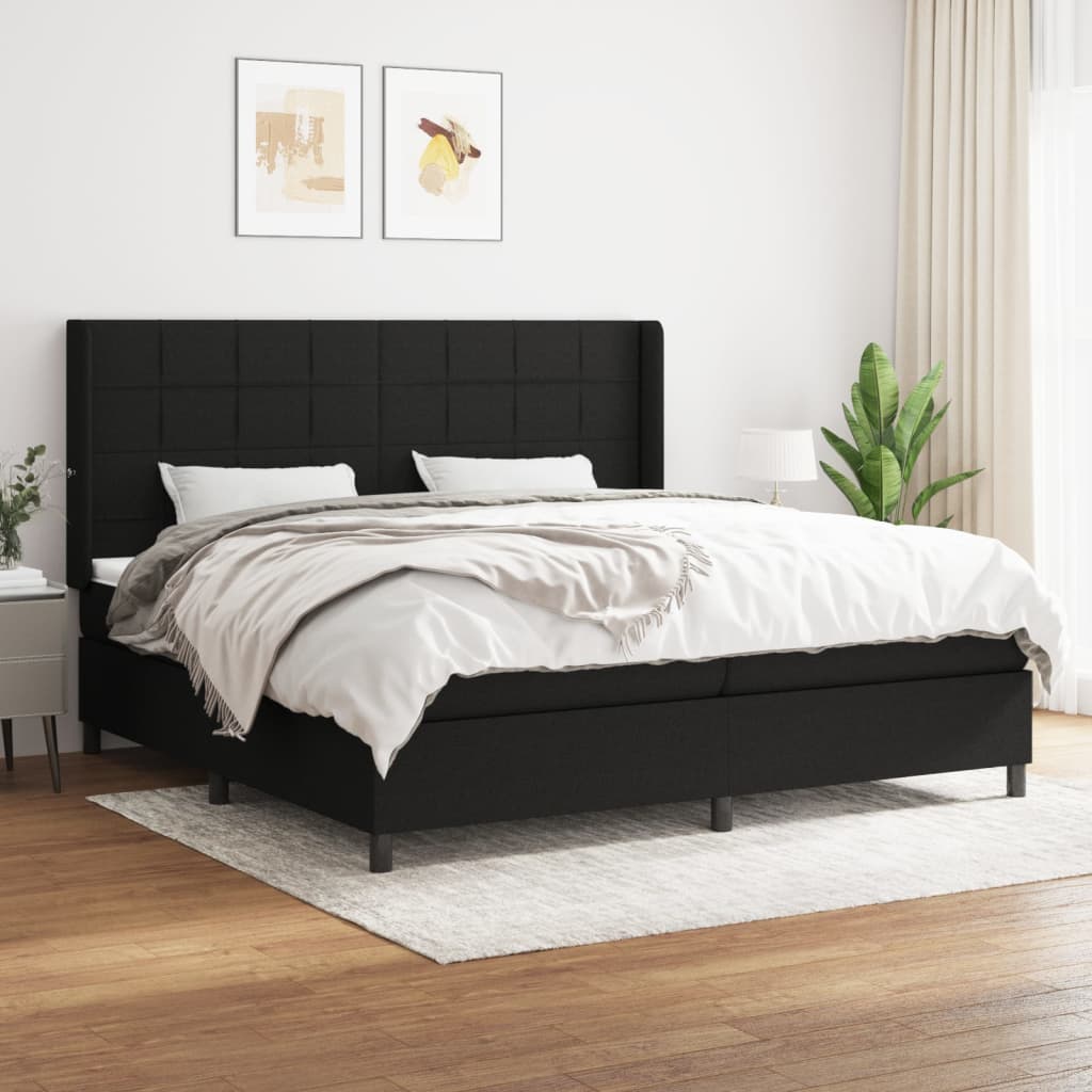 vidaXL Boxspring met matras stof donkergrijs 160x200 cm