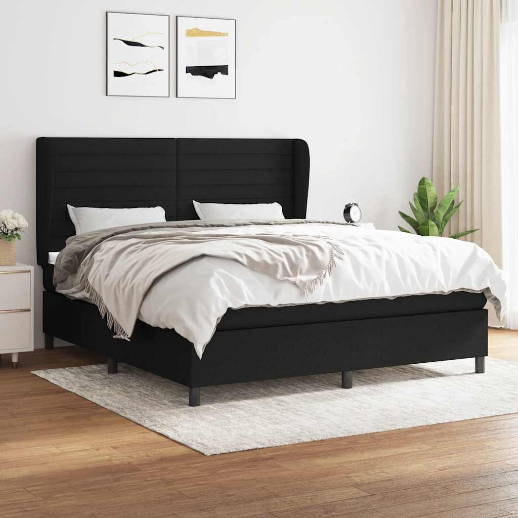 vidaXL Boxspring met matras stof donkergrijs 160x200 cm