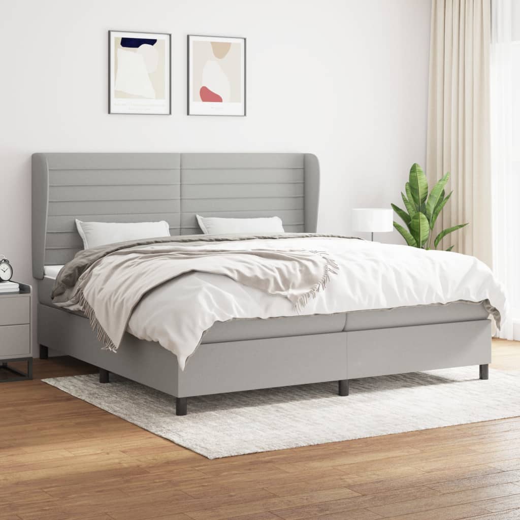 vidaXL Boxspring met matras stof donkergrijs 160x200 cm