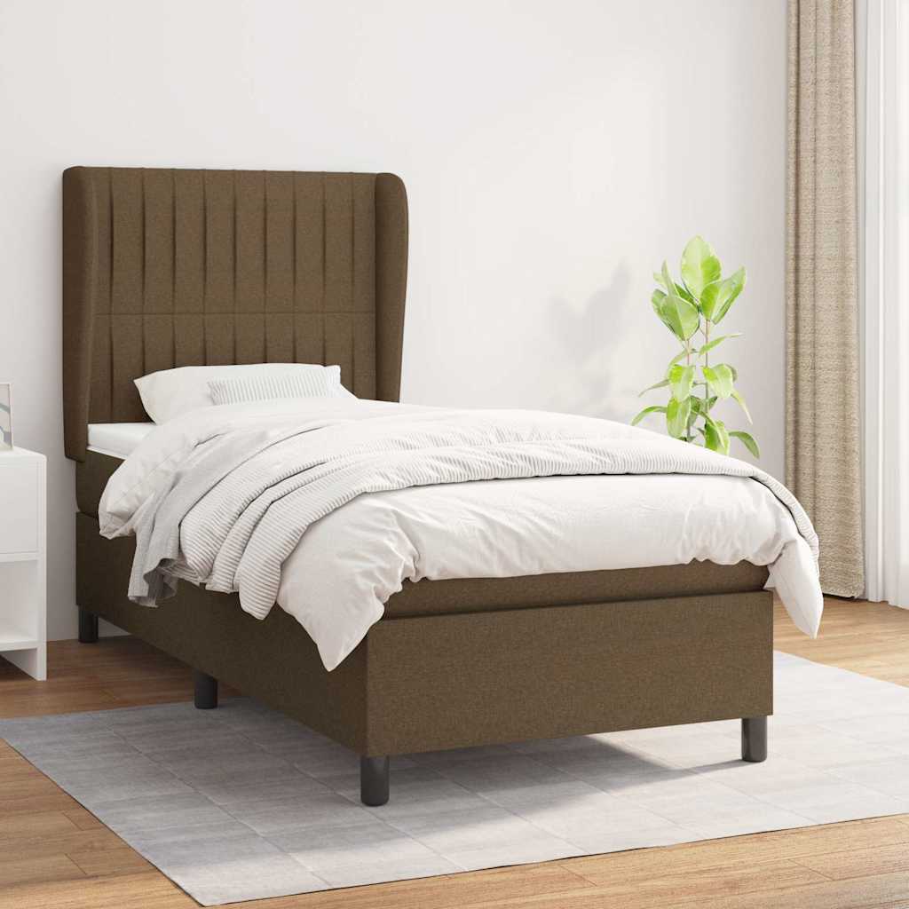 vidaXL Boxspring met matras stof donkergrijs 160x200 cm