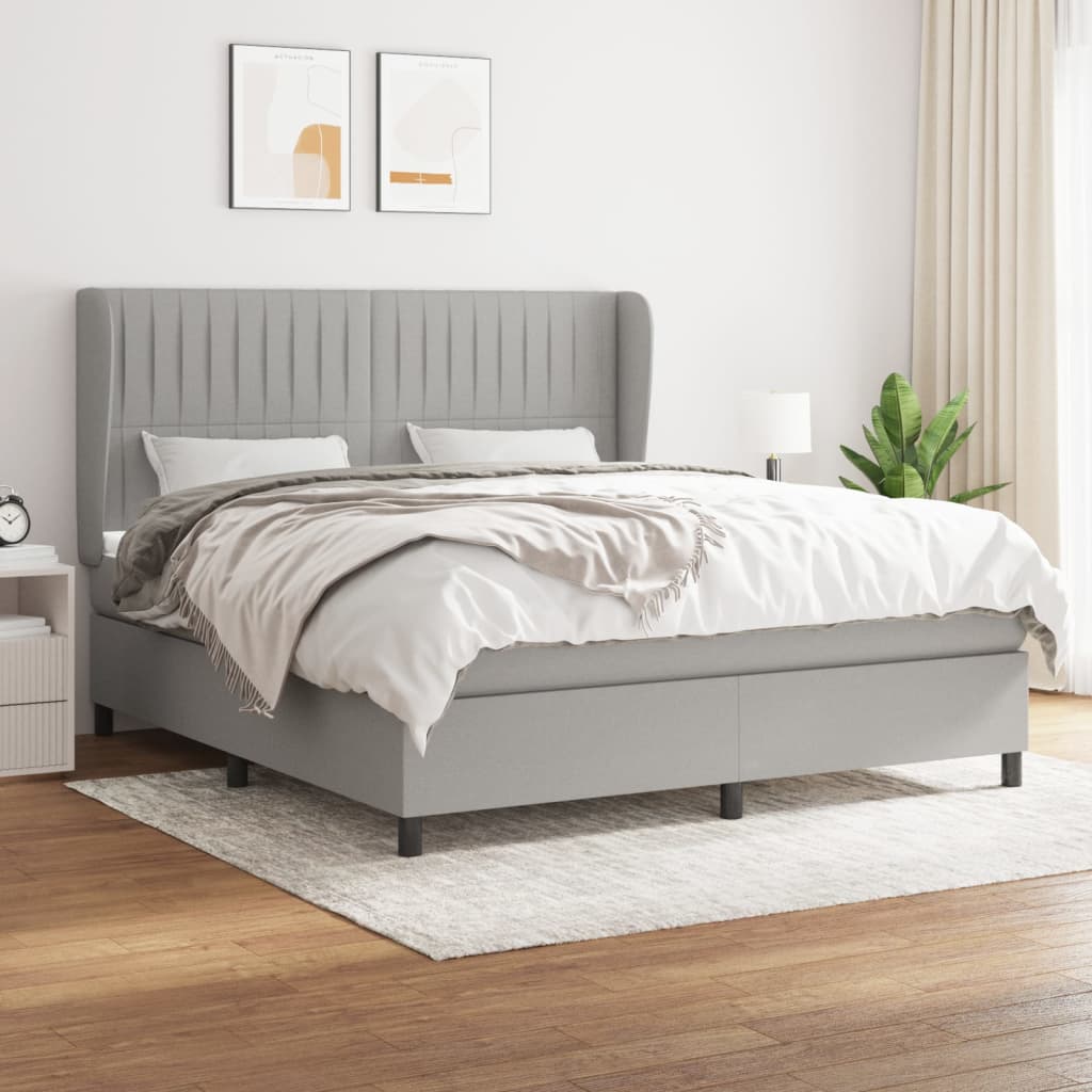 vidaXL Boxspring met matras stof donkergrijs 160x200 cm