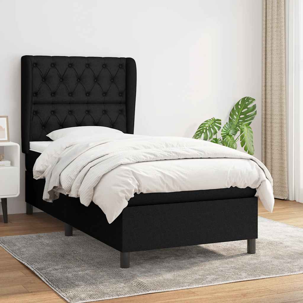 vidaXL Boxspring met matras stof donkergrijs 160x200 cm
