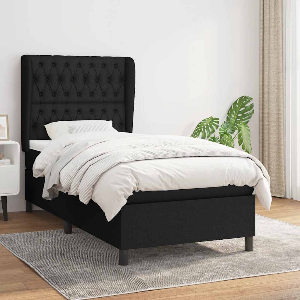 vidaXL Boxspring met matras stof donkergrijs 160x200 cm