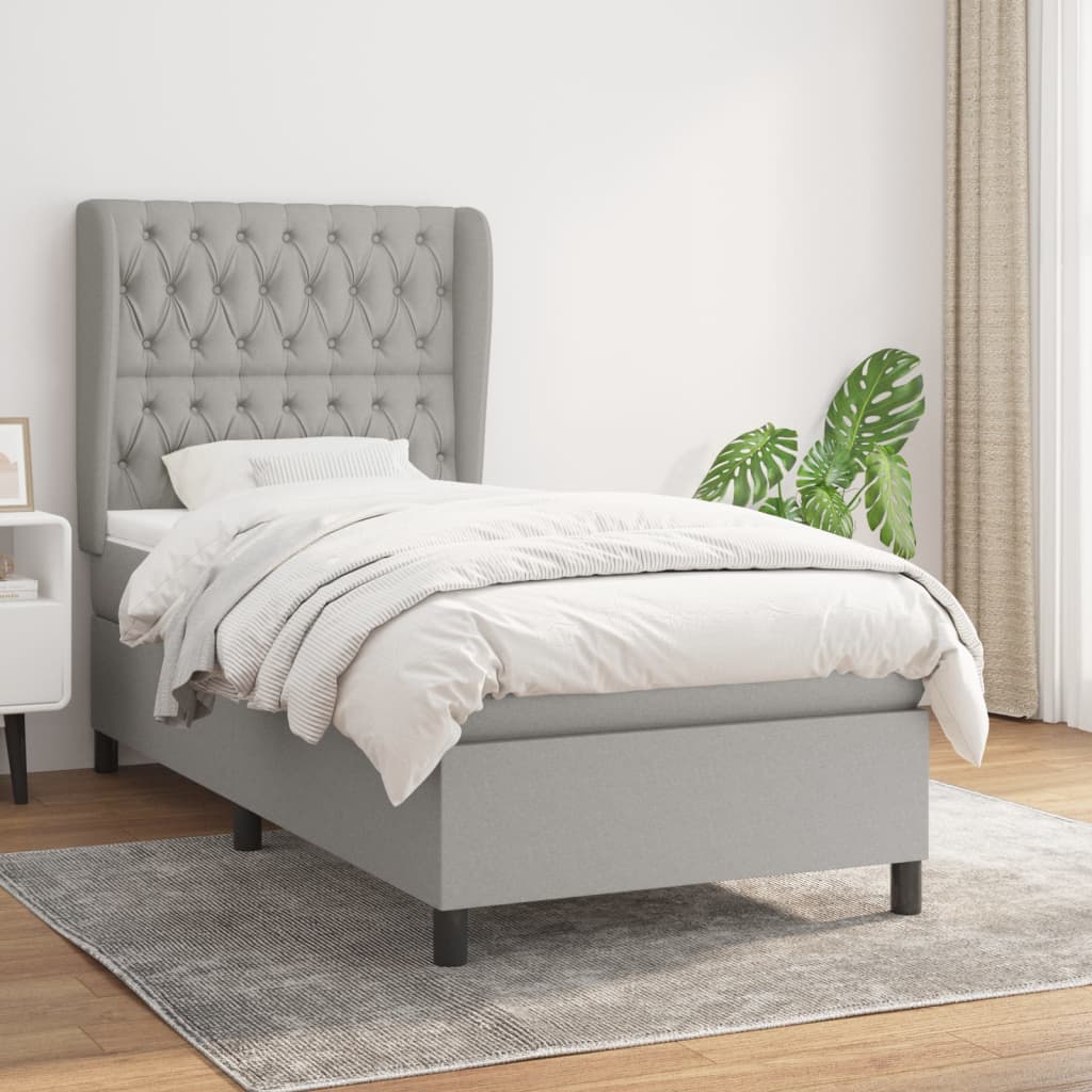 vidaXL Boxspring met matras stof donkergrijs 160x200 cm