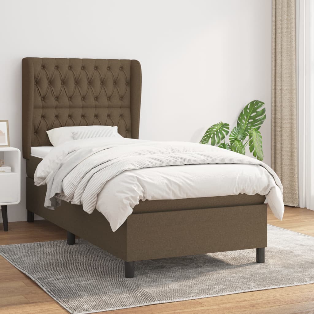 vidaXL Boxspring met matras stof donkergrijs 160x200 cm