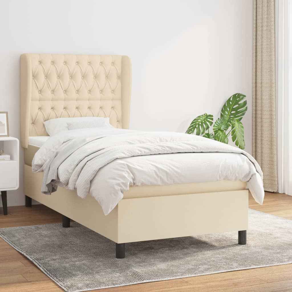 vidaXL Boxspring met matras stof donkergrijs 160x200 cm