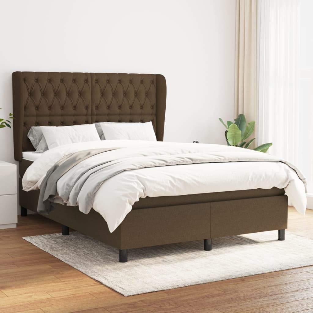 vidaXL Boxspring met matras stof donkergrijs 160x200 cm