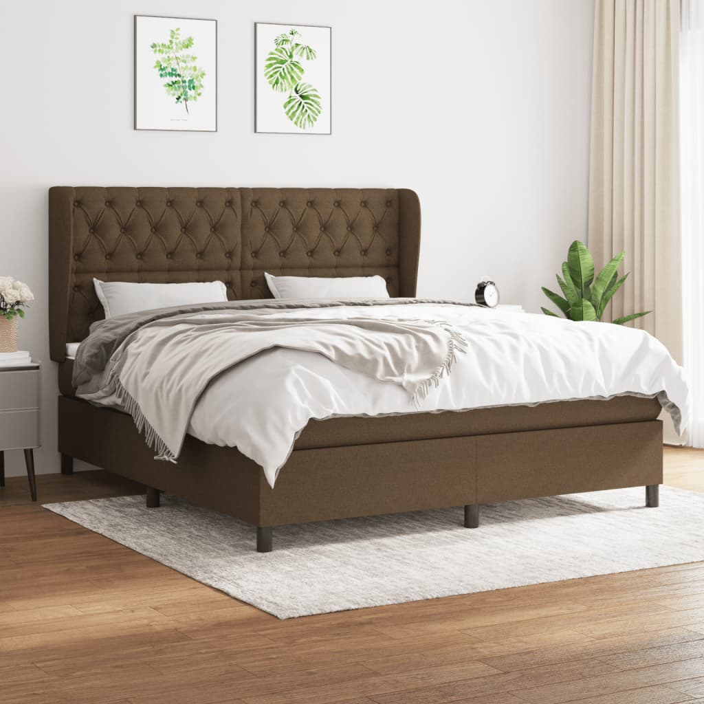 vidaXL Boxspring met matras stof donkergrijs 160x200 cm