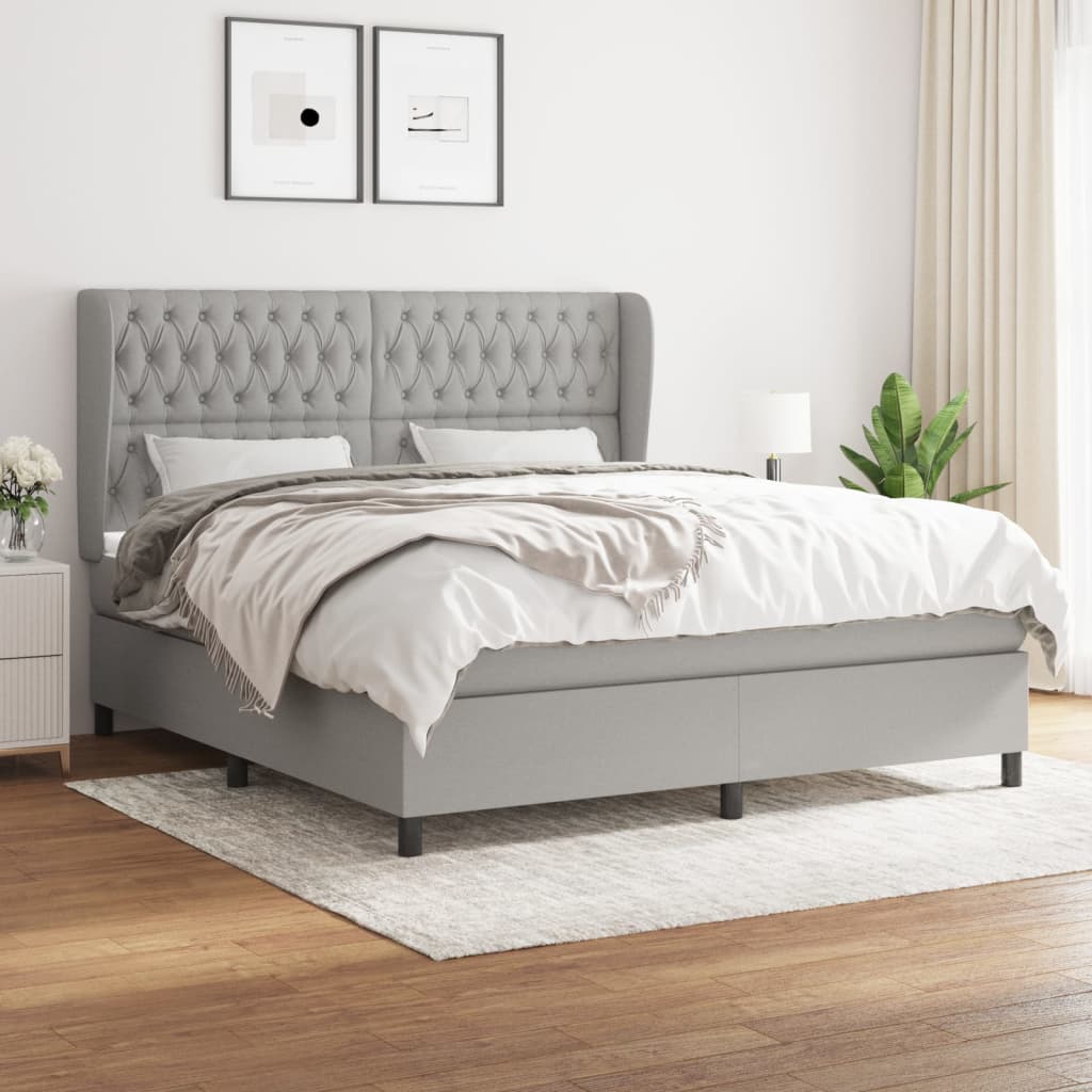 vidaXL Boxspring met matras stof donkergrijs 160x200 cm