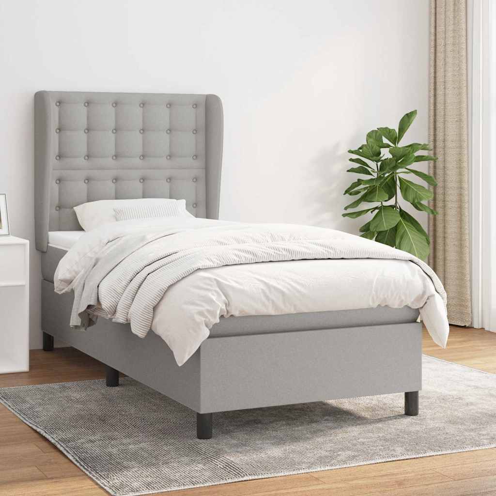 vidaXL Boxspring met matras stof donkergrijs 160x200 cm