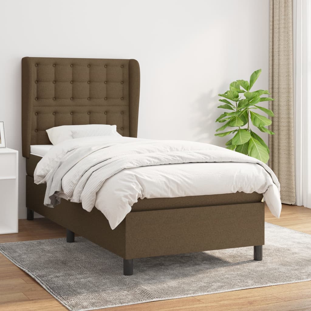 vidaXL Boxspring met matras stof donkergrijs 160x200 cm